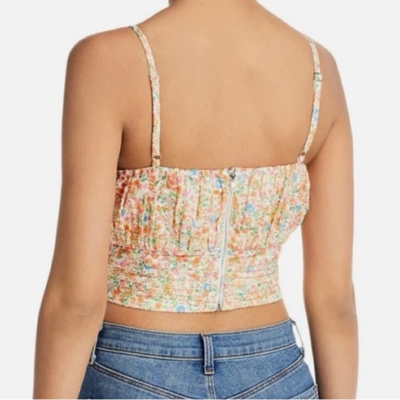 AQUA Floral Crop Tank Size Small - Picture 2 of 5